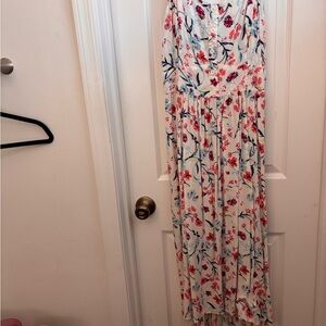 Torrid Floral High Low Dress in Red and Blue